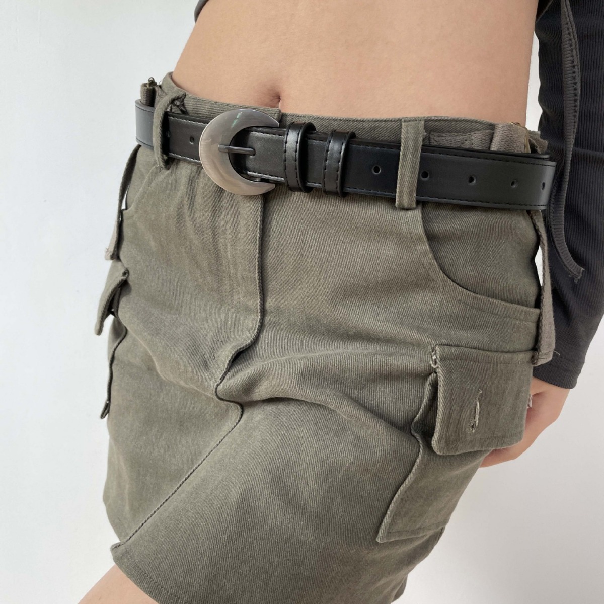 Niche Personality Simple Moon Decorative Black Belt All-match Casual Commuter Korean-style Belt Jeans Belt