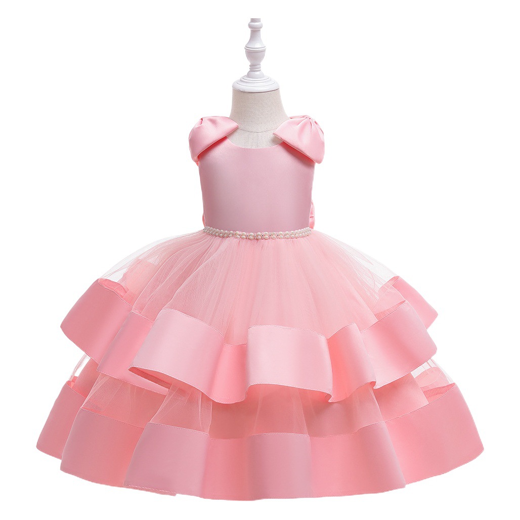 European and American 2024 New Princess Dress Girls' Dress Birthday Show Piano Performance Clothing Puffy Yarn Children's Gown