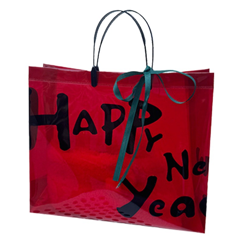 Christmas and New Year gift bag wholesale pvc packaging gift bag customized logo Net red transparent handbag