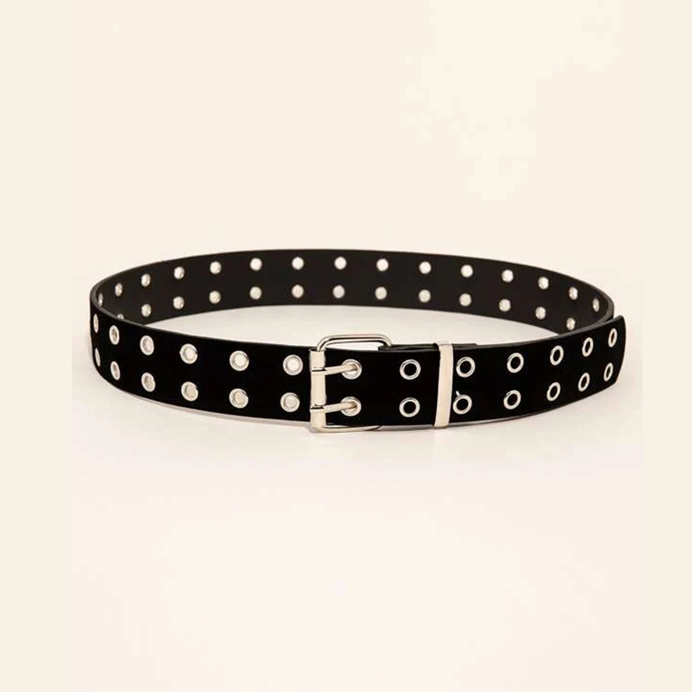 Belt women's European and American explosions double air eye hole wide belt fashion pin buckle Joker punk style belt factory spot