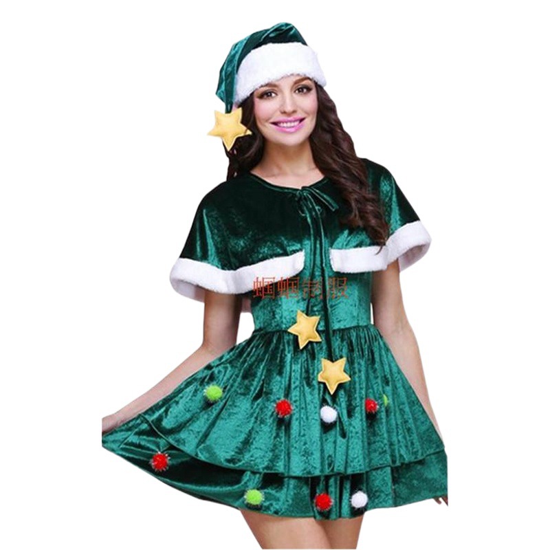 New Christmas clothing green princess dress Christmas dress Christmas dress adult female Christmas tree dress overalls