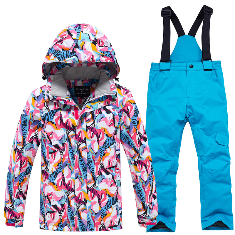 Picture of New Children's Ski Suit suit Boys' and Girls' Outdoor Thickened Warm Ski Two-Piece Set