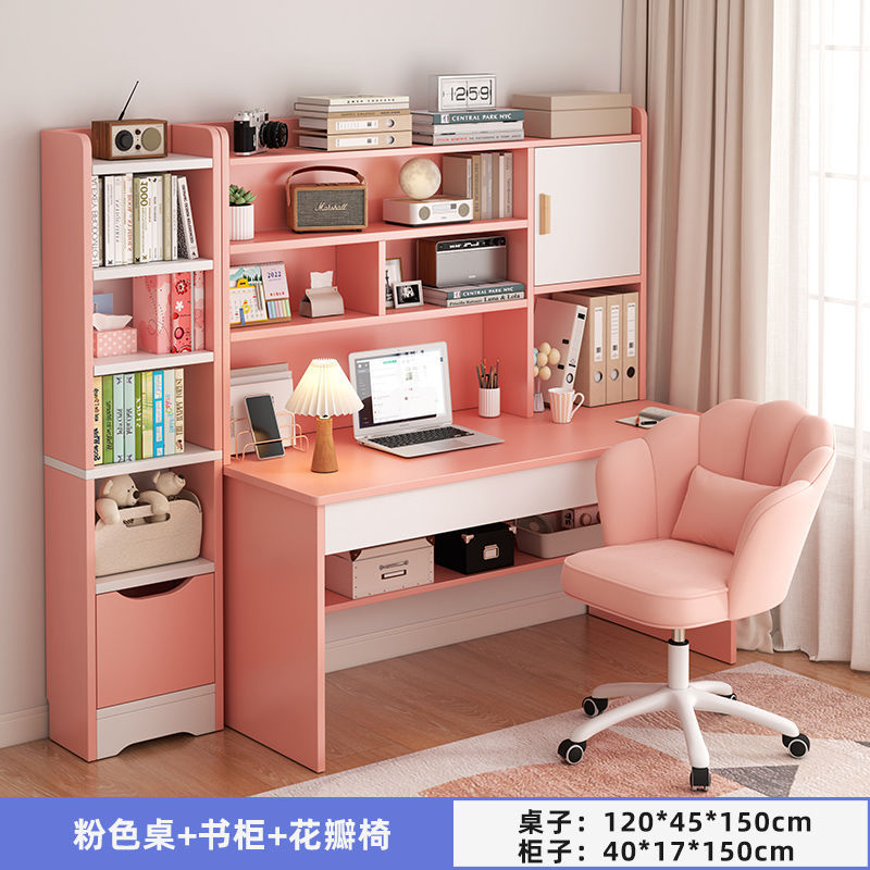 Picture of Student home study desk, children's desk, bookshelf combination table and chair set, simple bedroom, children's writing desk