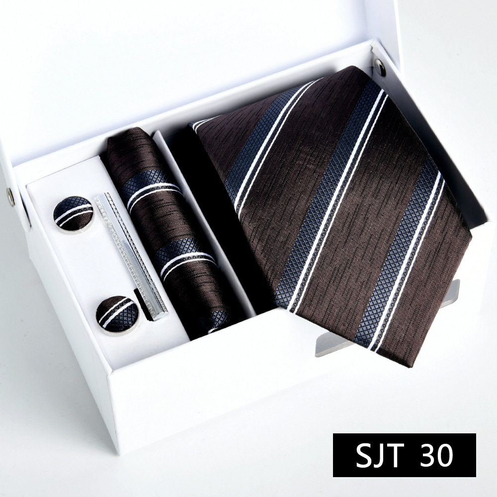 Picture of Tie formal business executive 5-piece gift box wedding = = groom wedding festive wine red in stock new
