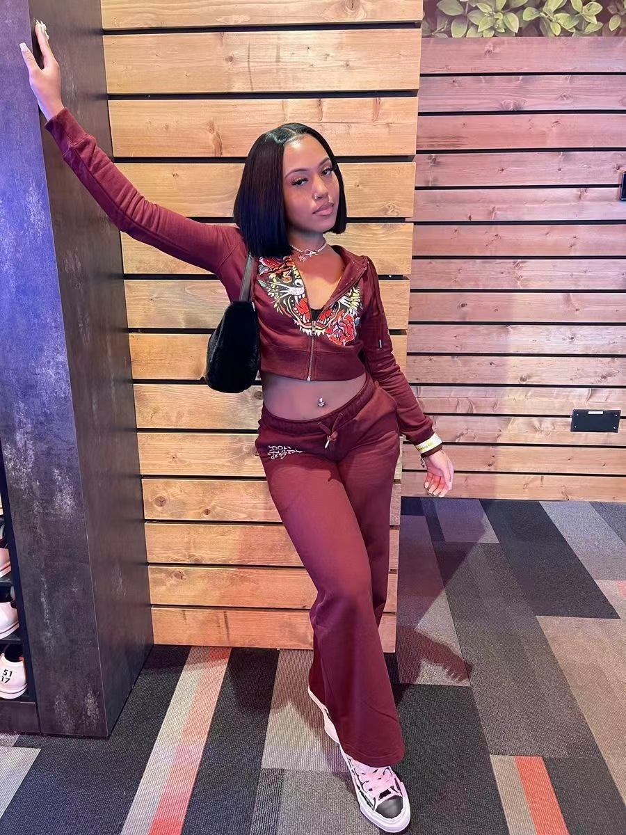 Picture of 2024 Amazon European and American Clothing Cross-Border Foreign Trade Casual Street Printing 2-Piece Bestie Outfit Multi-Color Suit