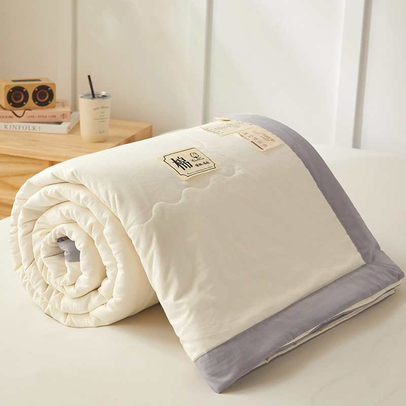 Picture of Yarn-Dyed Washed Cotton Summer Quilt, Class a Pure Cotton Air Conditioning Quilt Four-Piece Set, Washable and Machine Washable Thin Quilt, Ins Style