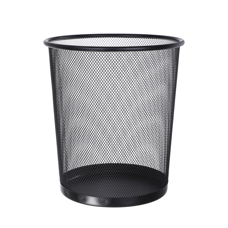 Picture of Metal Mesh Office Round Trash Can Household Wrought Iron Large Trash Basket Kitchen Storage Bucket Wholesale