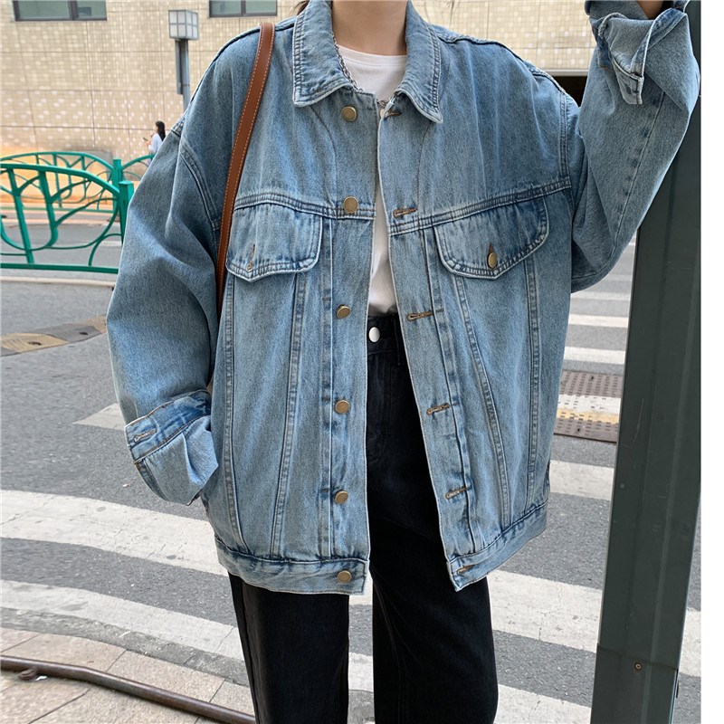 Picture of Denim Crock Coat Women's Spring and Autumn New Arrival Fashionable All-Match Long-Sleeved Top Korean Style Loose Slimming Jacket Trendy