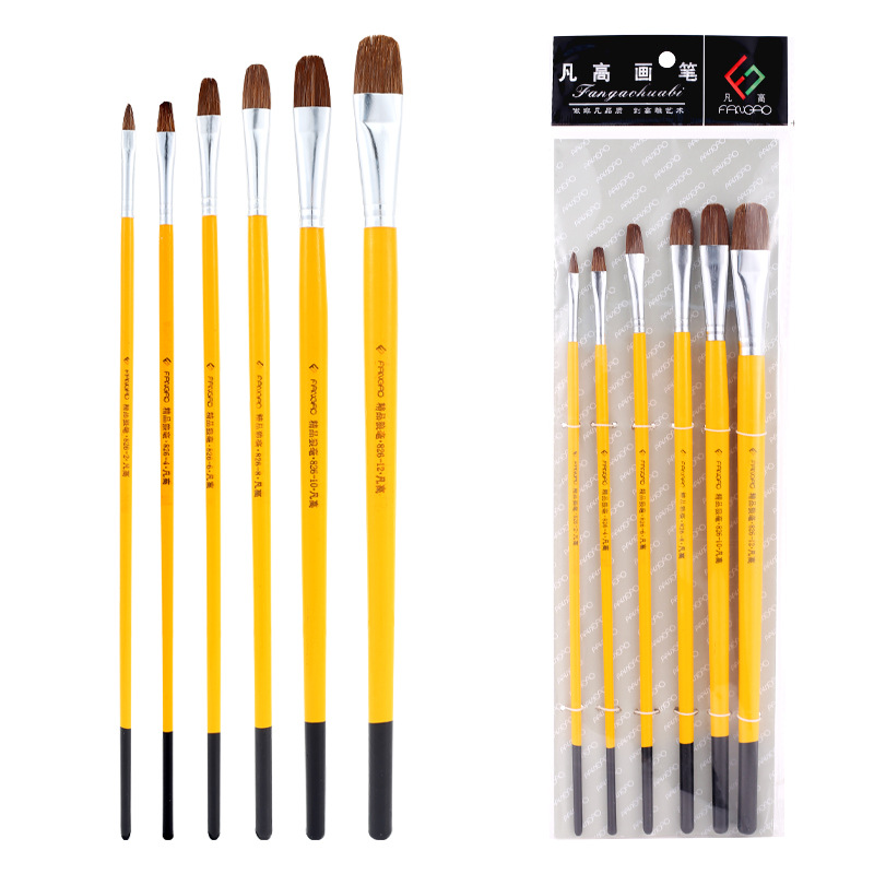 Picture of Wolf brush oil brush 6 sets of watercolor acrylic flat brush art painting tools gouache paint brush