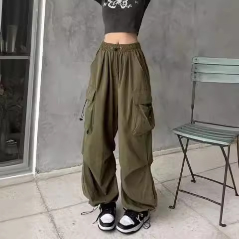 Cross-border Wide-leg Pants Spring and Summer New Design Sense Niche Loose Meat Covering Slimming High Street Multi-pocket Straight Overalls