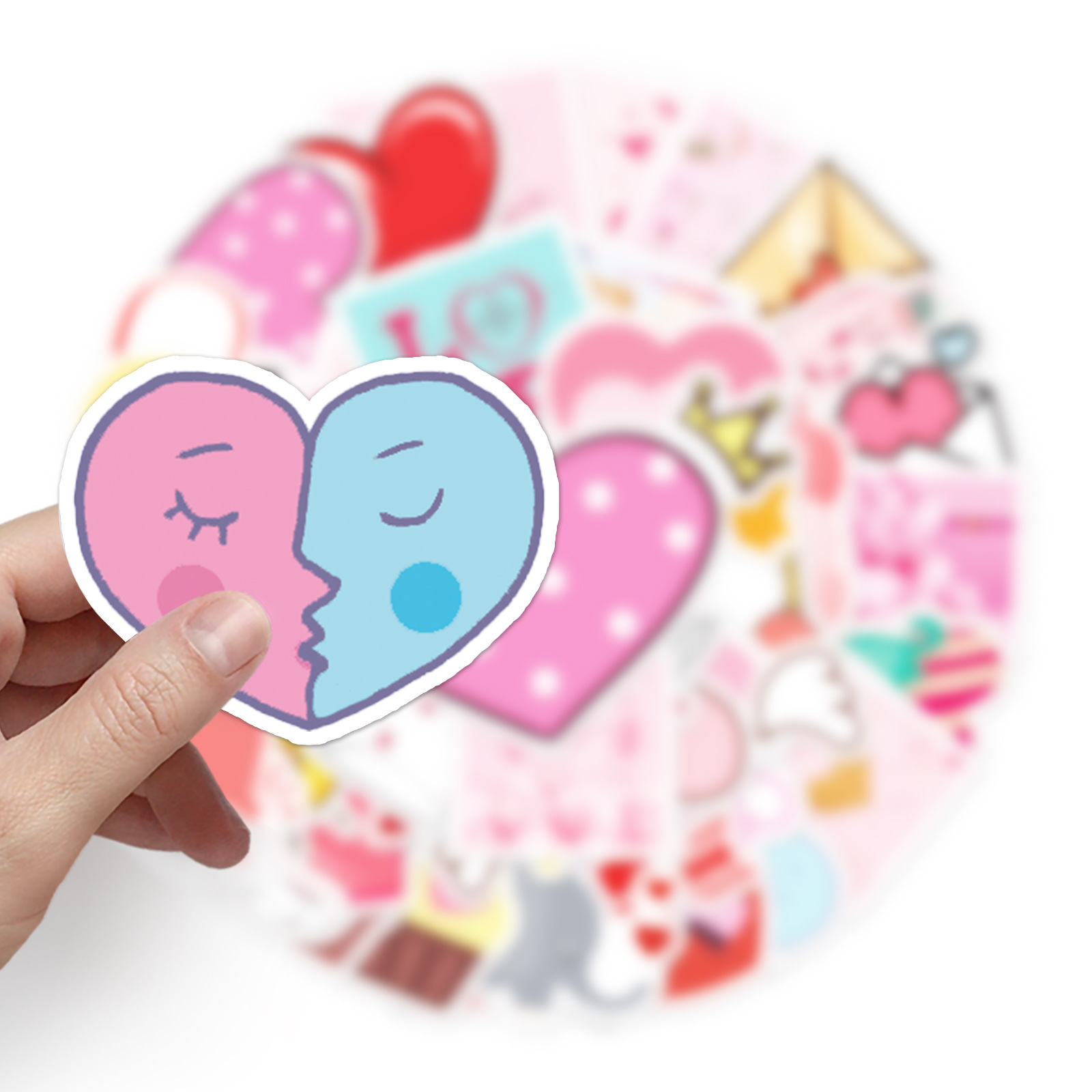 Picture of 50 cartoon ins sweet Valentine's Day love pink small fresh decoration DIY skateboard luggage stickers waterproof