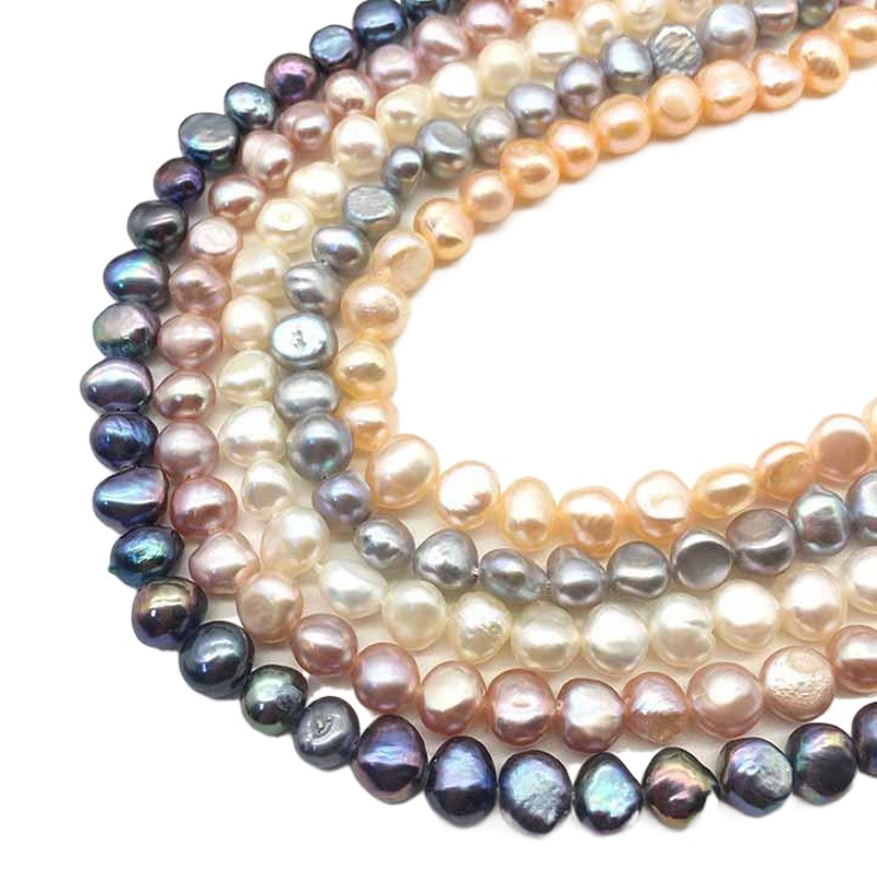 7mm Baroque Potato Beads Double-Sided Freshwater Pearl Beads through Hole DIY Necklace Bracelet Jewelry Raw Materials