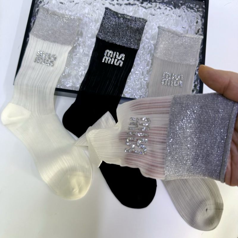 Socks Women's Summer Thin Breathable Stockings Fashion Letter Fashionable Socks Personality Hot Drilling Joker High Socks Wholesale