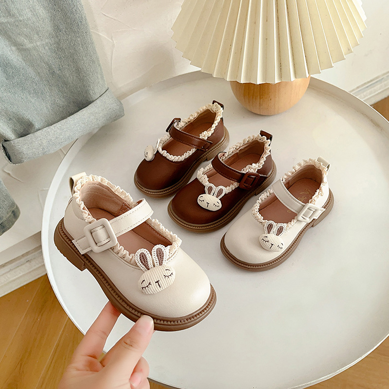 Girls leather shoes spring and autumn new cartoon princess shoes non-slip female baby shoes Velcro little girl children's shoes wholesale