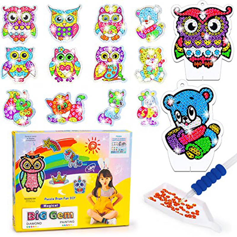 Cross-border new quality cartoon unicorn laser random stickers children's puzzle DIY Crystal Diamond painting spot