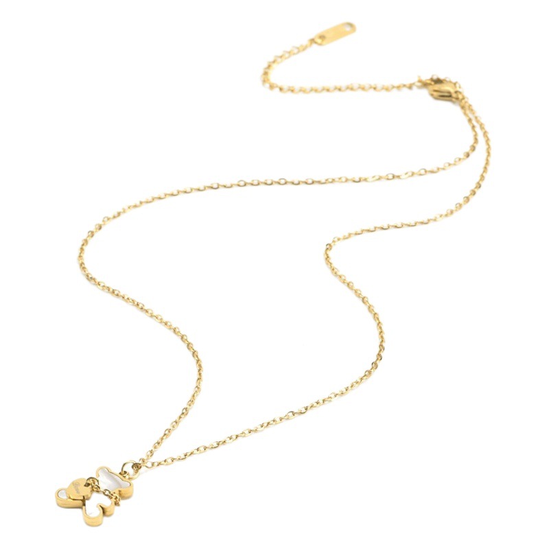 in stock color titanium steel cute white love love bracelet necklace golden bear necklace earrings suit women