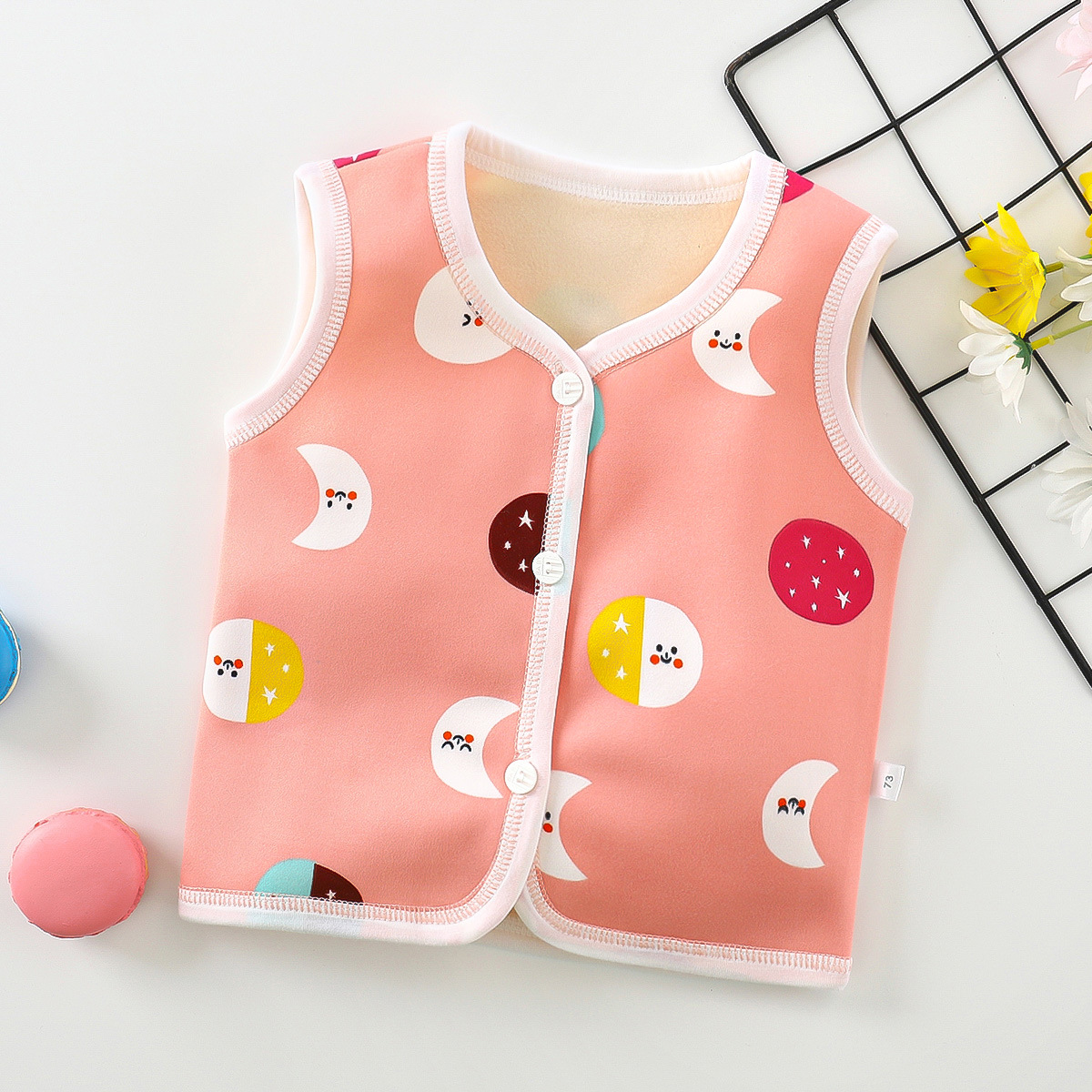 Picture of Spring New Children's Velvet Vest Baby Thickened Vest Cardigan Warm Waistcoat Baby Bottoming Top