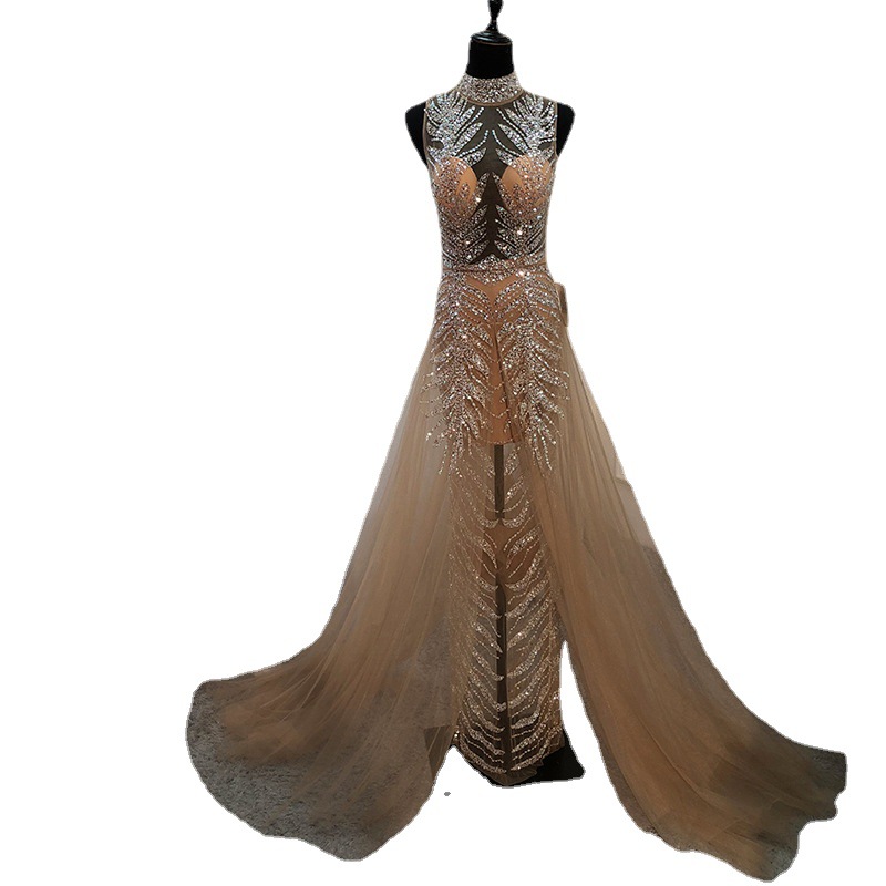 Picture of Banquet Dress Women's Sleeveless Diamond Decoration Slim-fit Slimming Fishtail Luxury Annual Meeting Host Model Catwalk Dress LA6564