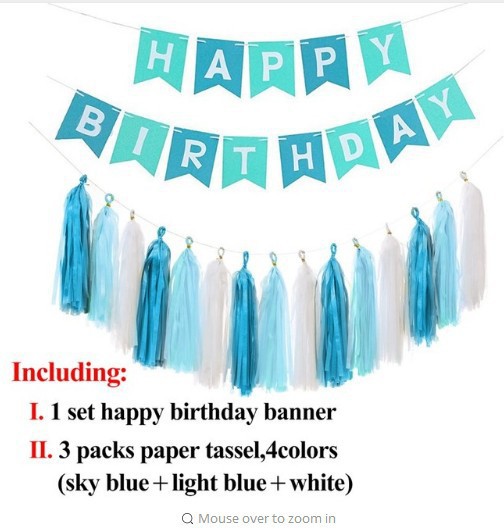 Picture of Amazon Birthday Holiday Party Wedding Decoration Supplies Paper Flower Ball Tassel Spiral Charm Birthday Flag