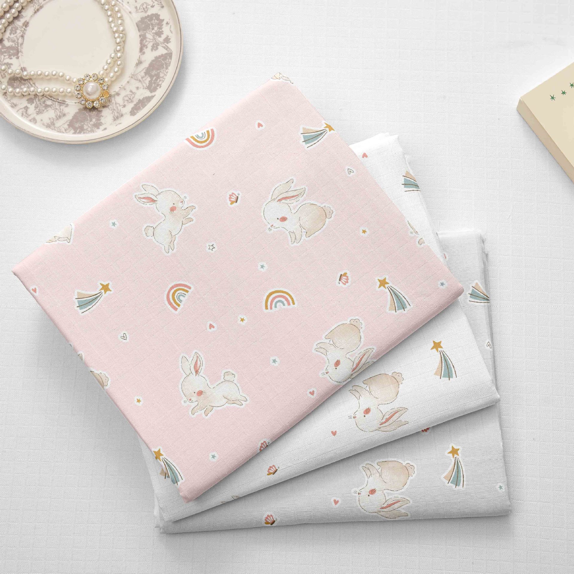 Manufacturer Wholesale Infant and Child Type a Pre-Shrunk 110*90 Non-Fluorescent Plain Weave 40 Count Combed Muslin Double-Layer Cotton Gauze
