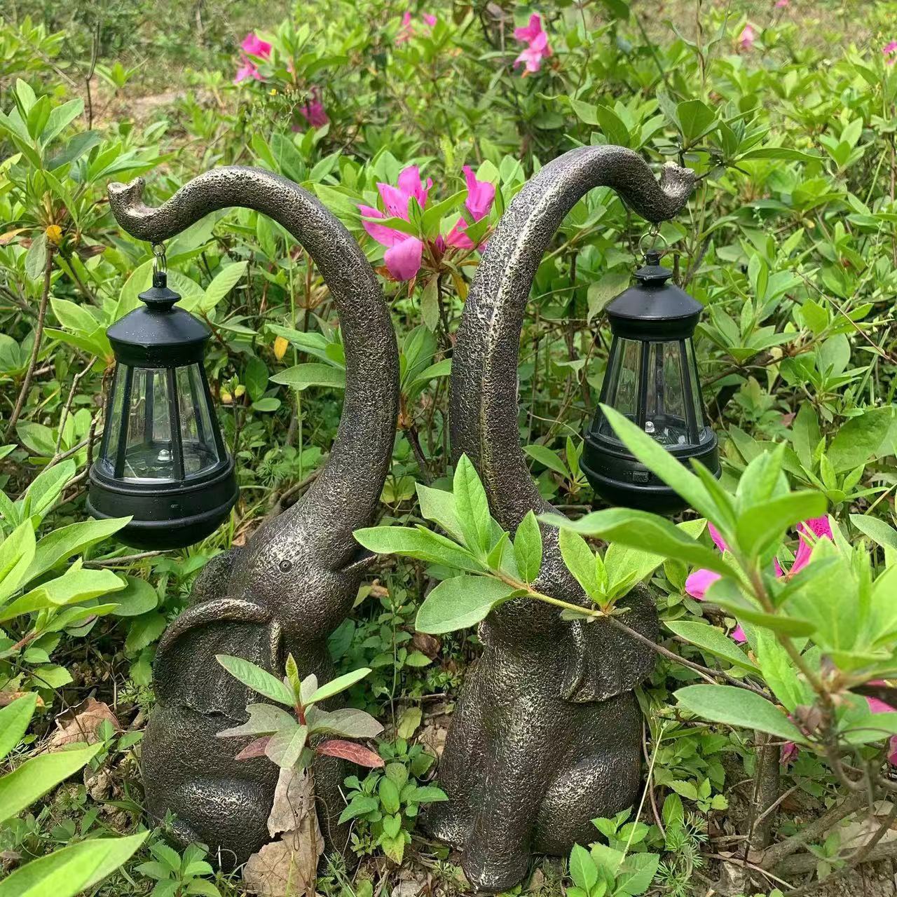 Picture of Simple Outdoor Garden Layout Auspicious Elephant Solar Light Decoration Ornaments Courtyard Landscape Home Accessories