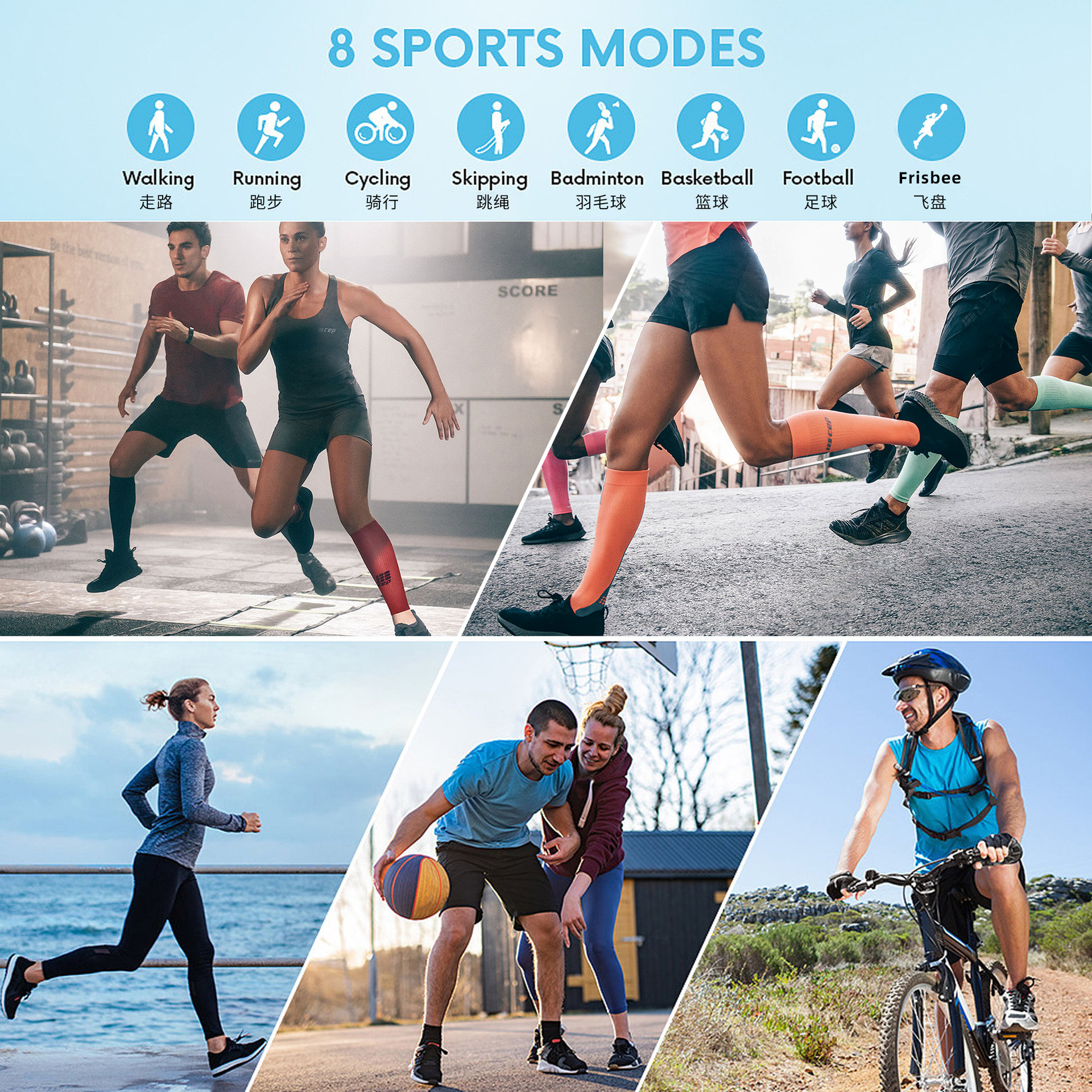 Picture of Cross-border Foreign Trade Pressure Socks Professional Sports Calf Socks Fitness Rope Skipping Mountaineering Riding Long Barrel Running Compression Socks