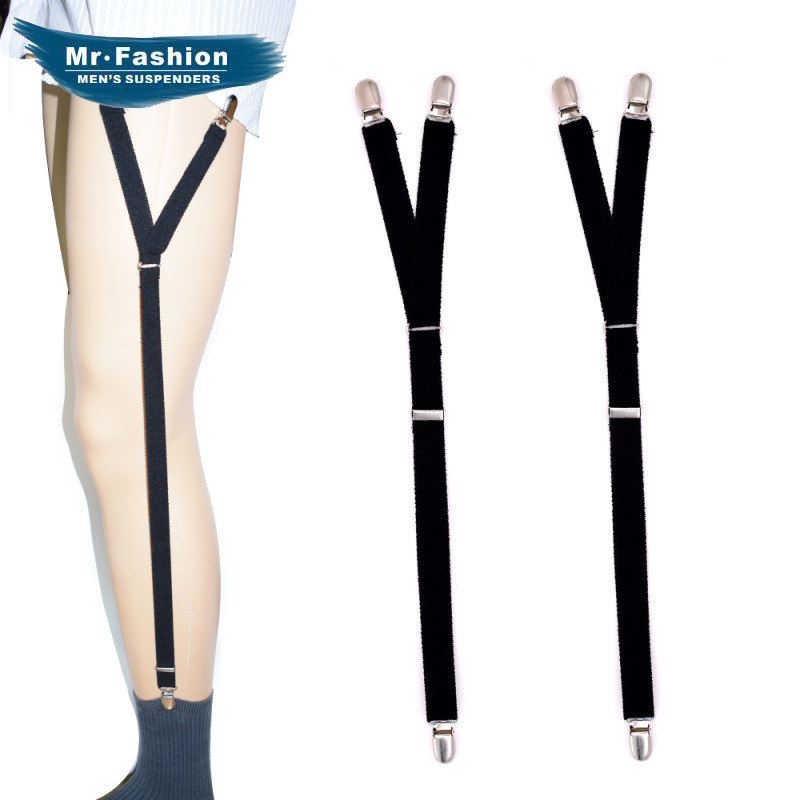 Cross-border supply of European and American men's shirt wrinkle garter belt Y-spot 2.0 rough edge three clips