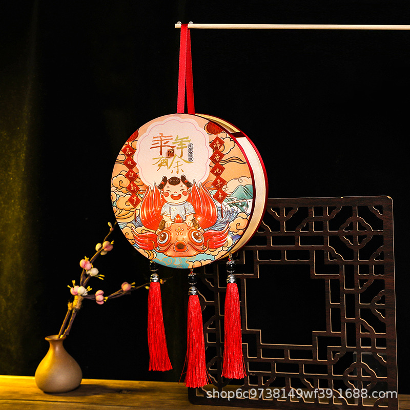 Picture of New Hanfu mid-autumn festival lantern diy handmade flowers and plants Lantern finished led Luminous lantern ancient style portable palace lantern