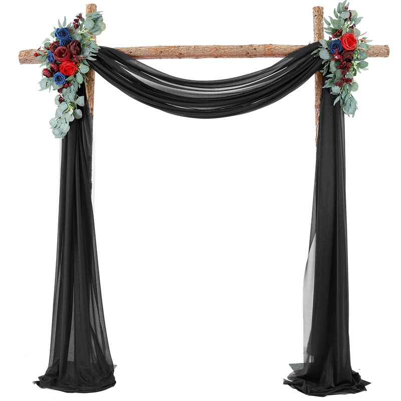 Picture of Cross-Border Popular Wedding Forest Lawn Outdoor Arch Decoration Wedding Arrangement Curtain Pearl Chiffon Gauze Curtain
