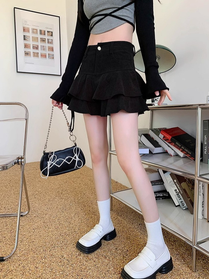 Vintage Corduroy Skirt Women's 2024 Autumn and Winter New Small Slim Hip A- Shaped Skirt Anti-Light
