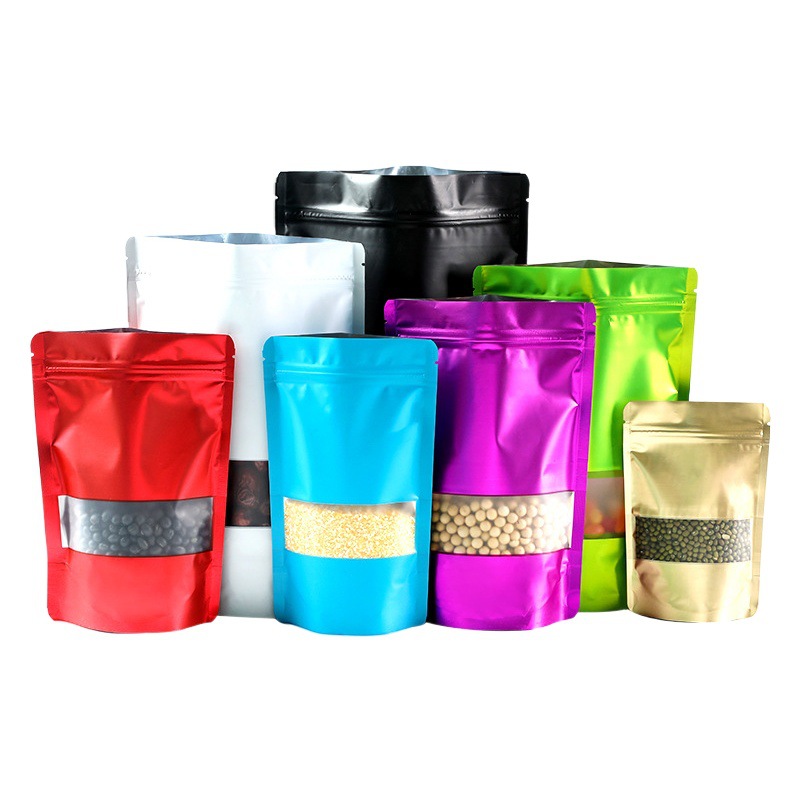 Color zipper bag aluminum window sealing self-standing bag candy snacks self-sealing bag food packaging bag aluminum foil packaging