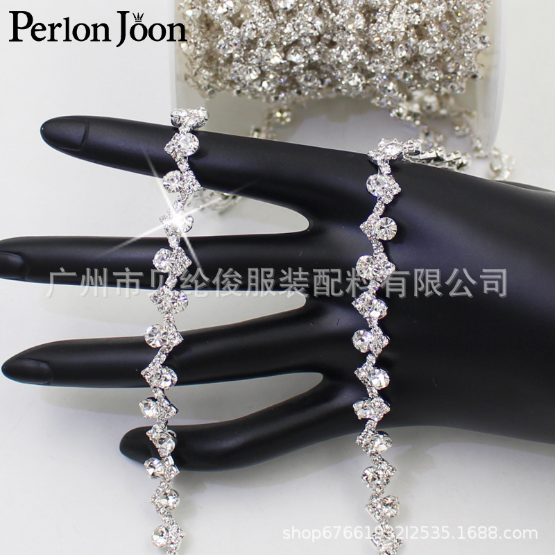 Super high quality European and American best-selling small S-shaped diamond chain code chain simple style DIY clothing sewing with decorative accessories