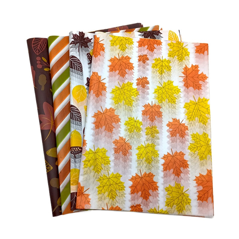 Cross-border bagging 20 sheets, maple leaf printed Sydney paper, Thanksgiving gift wrapping paper 50X35CM