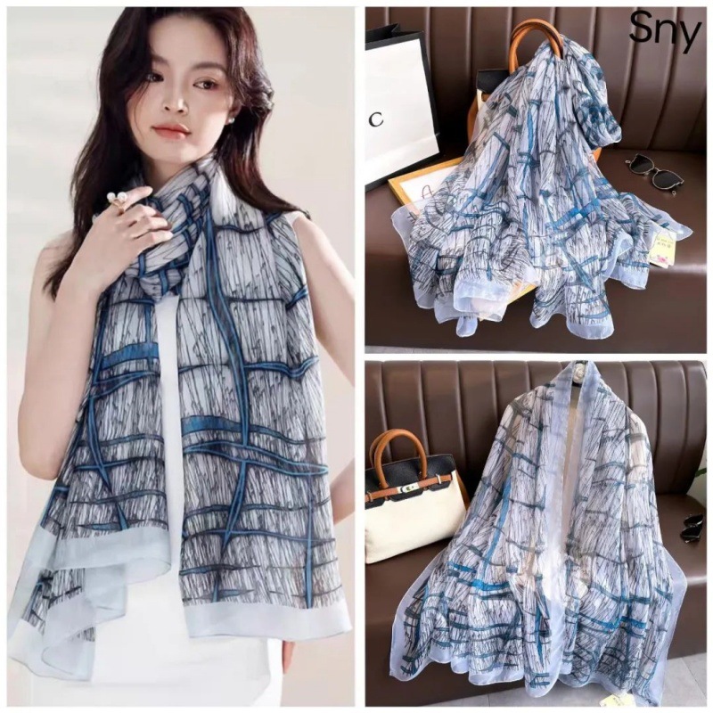 Picture of Spring and Summer New Soft Yarn Sunscreen Shawl Summer Thin Imitation Silk Long Silk Scarf Fashion Printed Flower Scarf