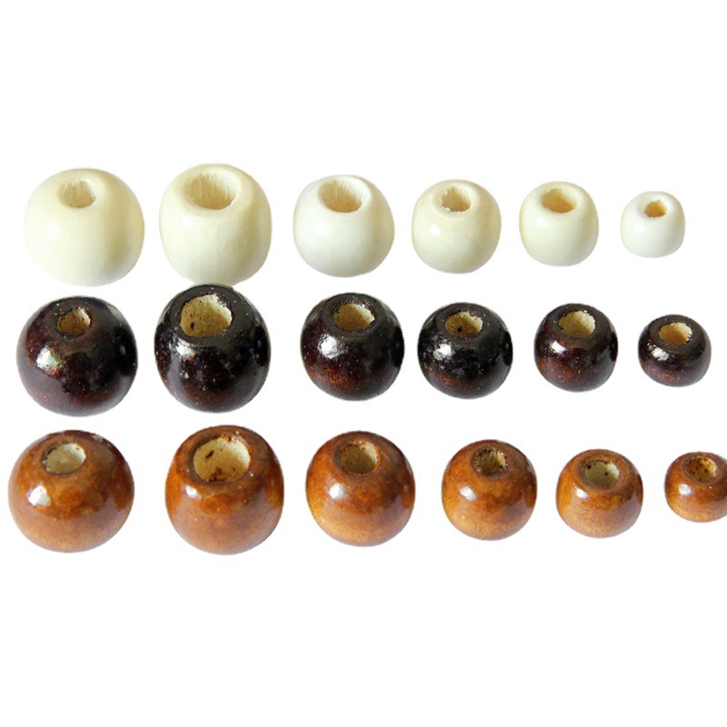 Picture of Wooden Beads Bulk Bundle Drawstring Beads Round Beads Accessories DIY Handmade Beads Large Hole Wooden Beads Loose Beads Sold by Weight