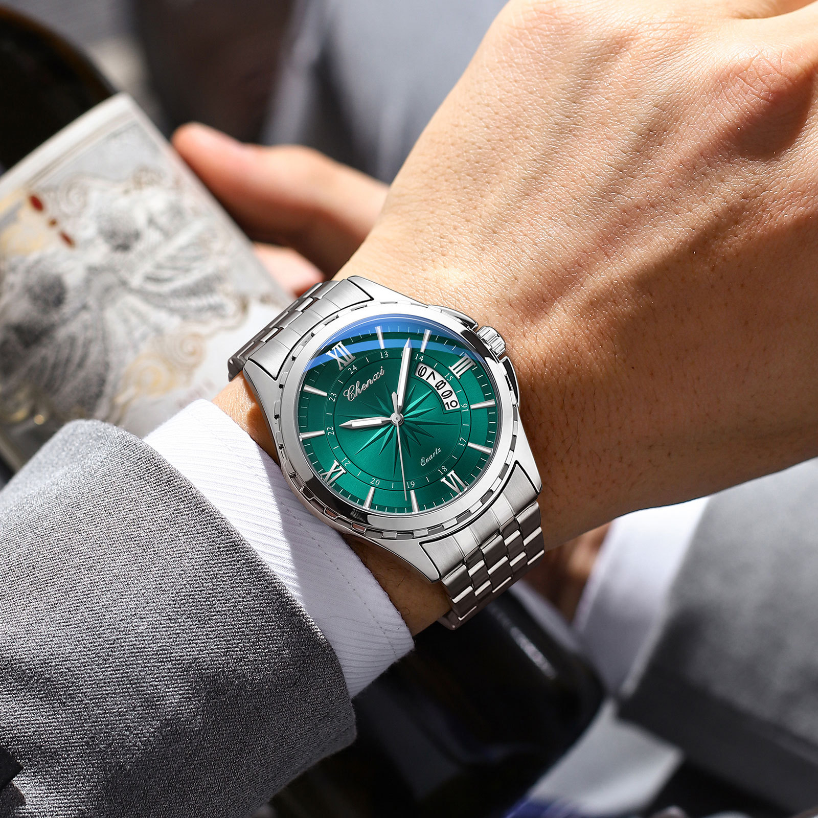 Picture of Dawn Watch Quartz Watch Men's Watch Calendar Watch Men's Waterproof Luminous Fashion Business Watch Source Factory Wholesale
