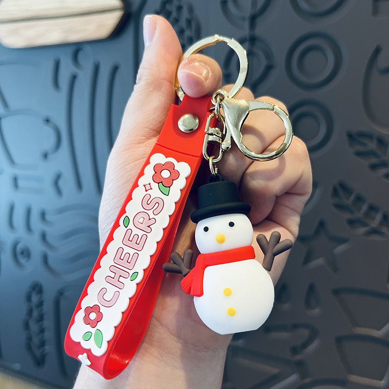 Picture of Cute Santa Claus keychain Christmas gift Christmas tree three-dimensional key chain Bell snowman elk wholesale