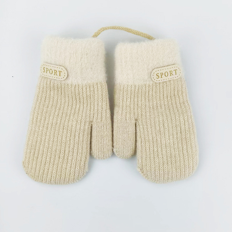 Picture of Autumn and Winter Children's Gloves Hanging Neck fleece-lined Thickened 4-7 Years Old Baby Outdoor Cold-proof Warm Knitted Gloves