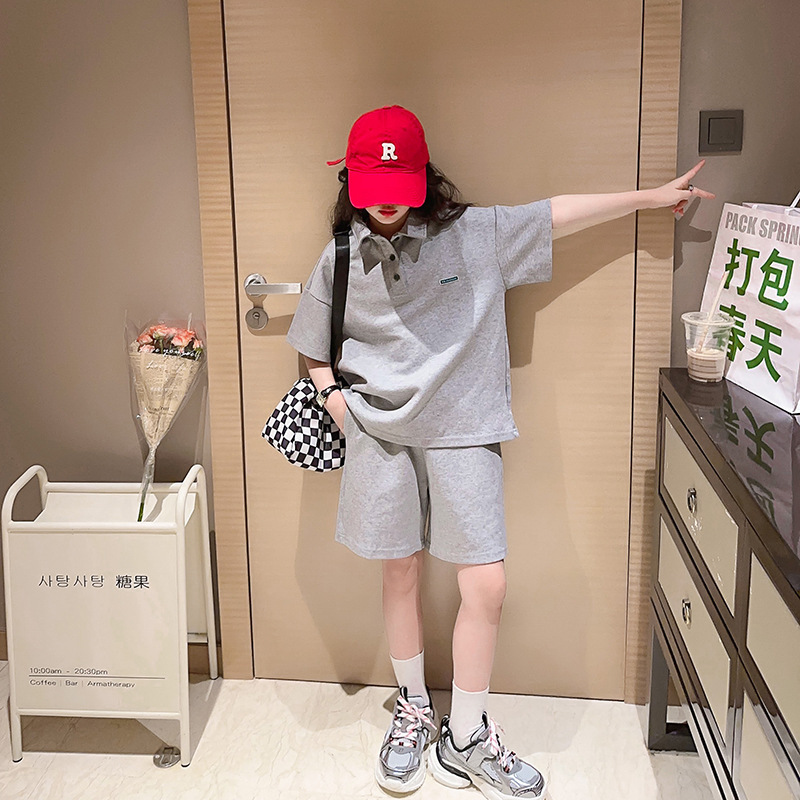 Picture of Girls' summer clothing suit 2023 new children's fashionable western style Sports children's clothing middle and big children's summer fried street two-piece suit