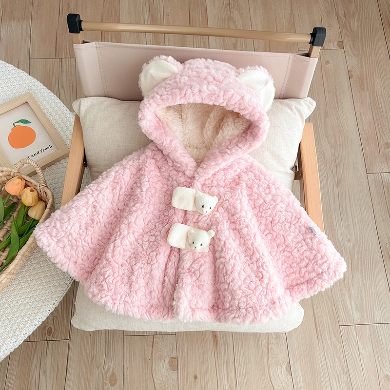 Picture of Baby Clothes Autumn and Winter Coat Woolen Sweater Climbing Wear Super Cute Baby fleece-lined Cotton-padded Coat Winter Warm Windproof Cloak