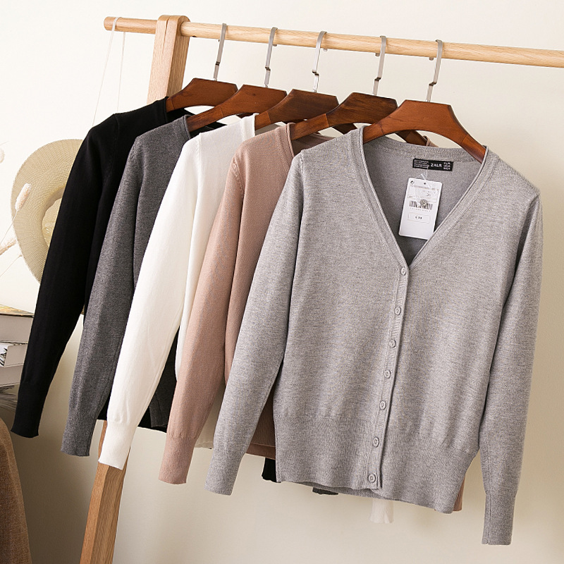 Picture of Foreign trade export spring and autumn loose sweater sweater top women's cardigan thin spring and autumn long sleeve coat