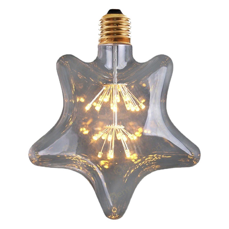 Retro Edison Colorful Gypsophila Led Bulb 3W Pentagram Star Lamp E27 Large Screw Decoration Manufacturer Cross-Border