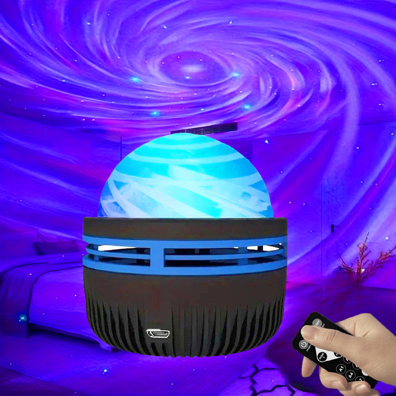 Cross-Border Galaxy Star Thunder Vortex Nebula Lamp Water Pattern Starry Sky Projector Lamp Bedroom Decoration Atmosphere Night Light Voice Control