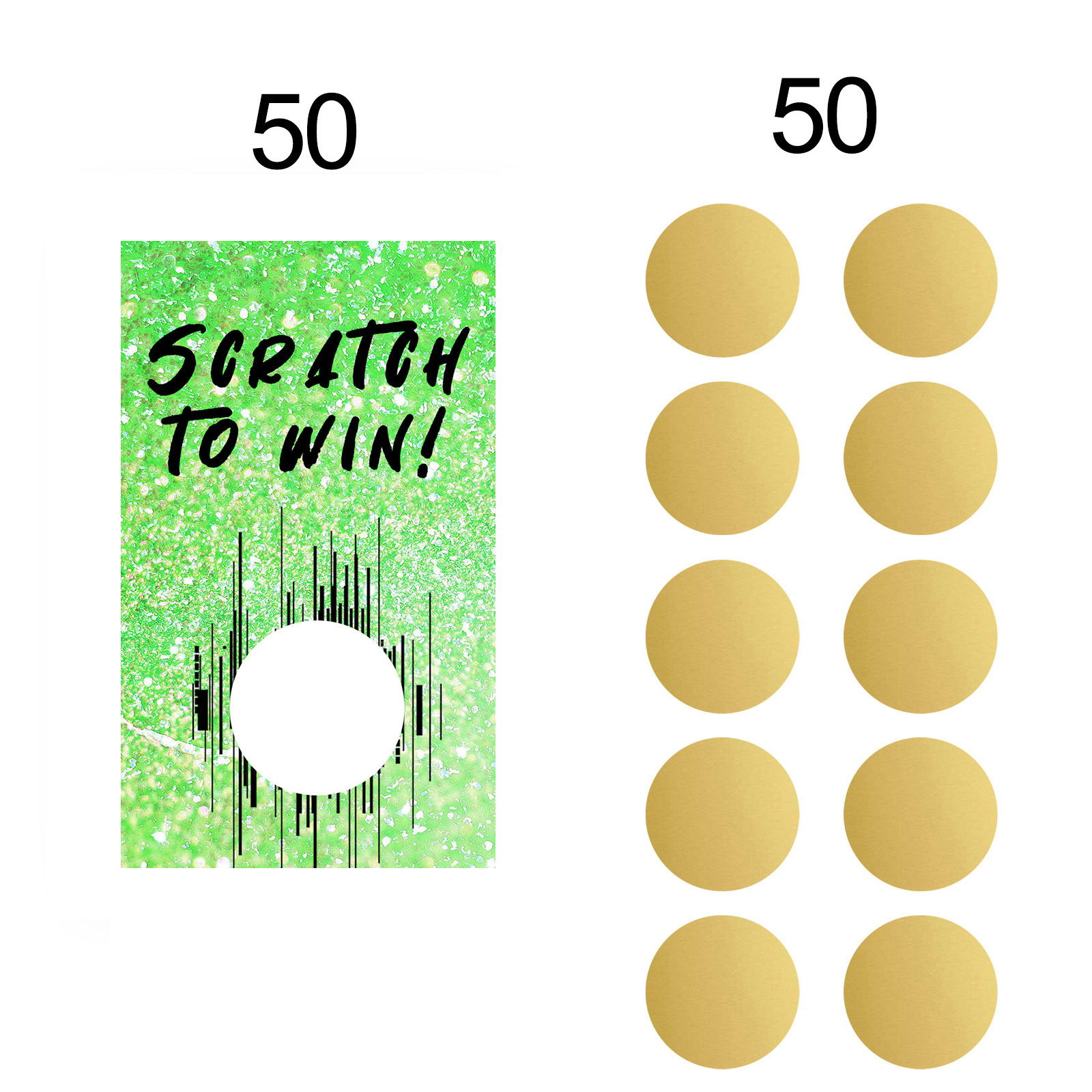 50 blank gift certificates scratch card with scratch stickers Christmas wedding shower birthday party supplies Green