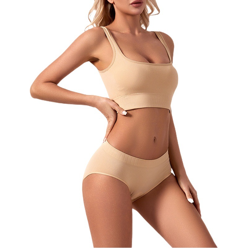 European and American quick-drying seamless girly U-back underwear sports bra Sleep yoga fitness sports set