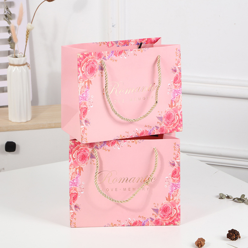 in stock small size Pink Gift Bag Birthday Gift Packaging Bag Cosmetic Gift Bag Hand Gift Bag Candy Bag Paper Bag