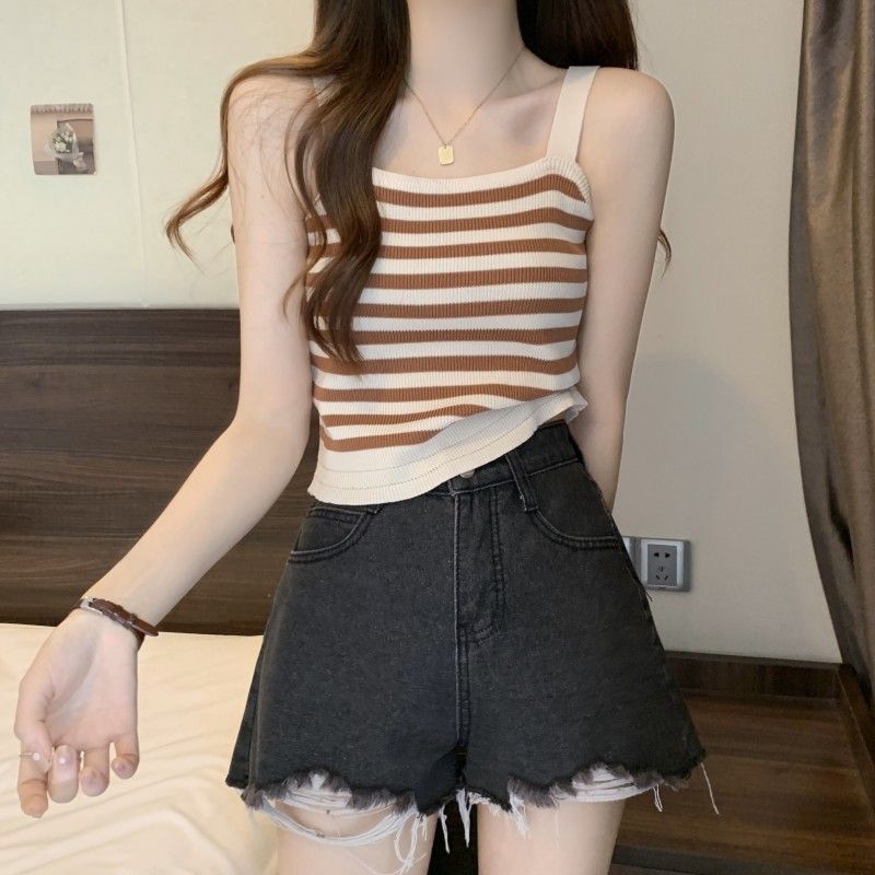 Picture of French Striped Knitted Camisole Women's Summer Outer Wear 2025 New Slim-fit Sleeveless Inner Base Spice Girl Top