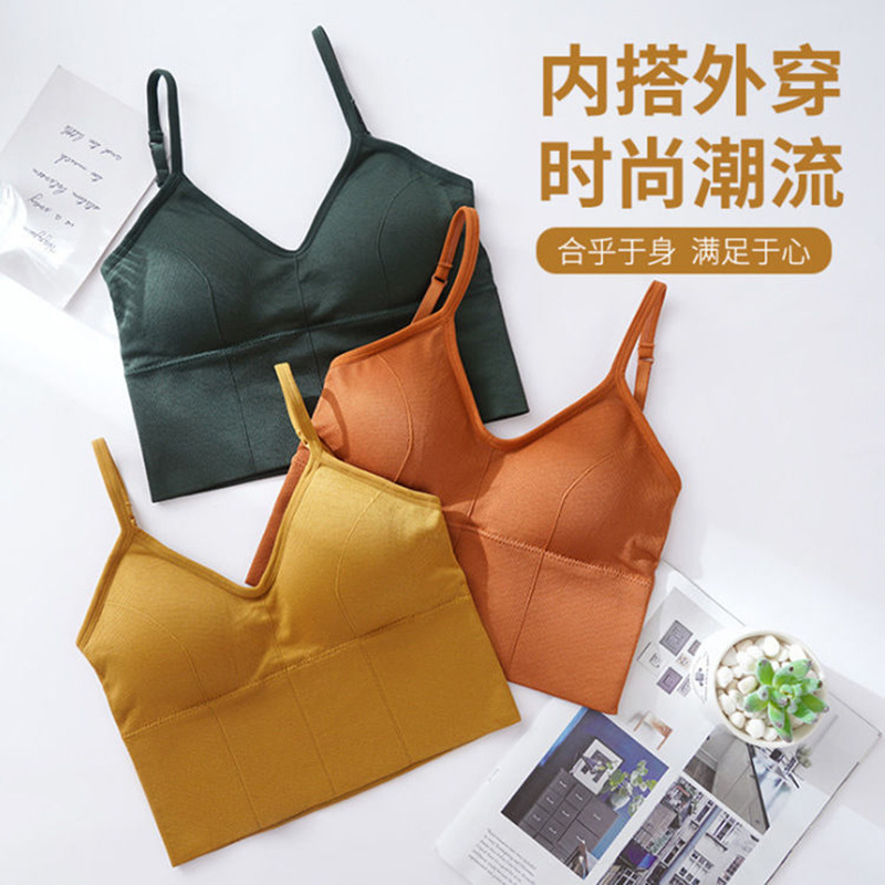 Picture of Beautiful Back Camisole Women's Belt Chest Pad Integrated Internet Popular Big U Outer Wear Inner Base Bra Tube Top Underwear