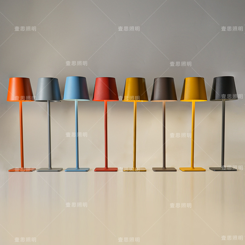 Iron High Foot Table Lamp Restaurant Outdoor Rechargeable Table Lamp Poldina Amazon USB Touch Tricolor Light Amazon
