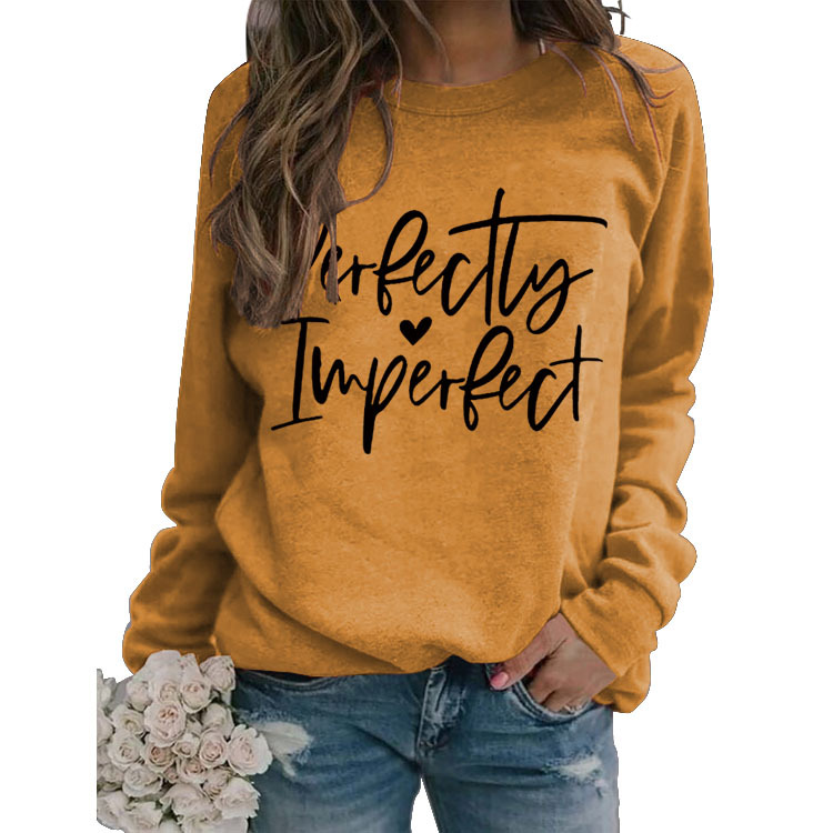 Picture of Amazon Wish Cross-Border Autumn and Winter Fashion Perfect Imperfect Letter Print Women's Sweatshirt